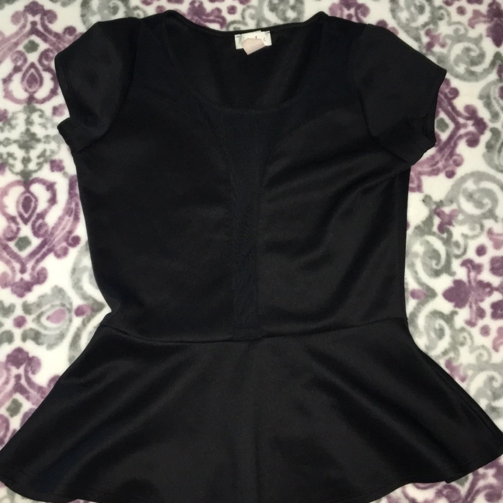 Cute black top with a mesh neck line (: